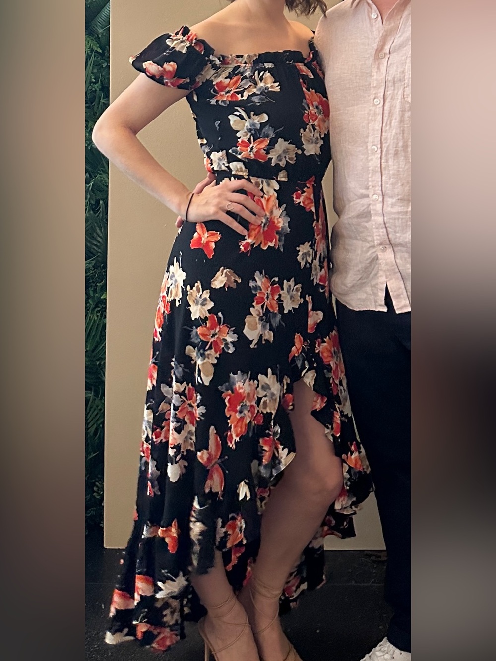 Aqua Black Floral Maxi Dress